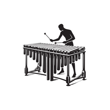 black silhouette playing marimba clip art preview