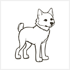 Doodle Akita Inu dog isolated. Cartoon sketch vector stock illustration. EPS 10
