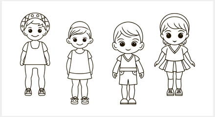 Cute Anime girl and boy isolated. Manga style. Hand drawn vector illustration. EPS 10