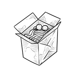 noodle box handdrawn illustration