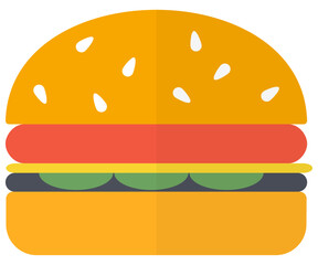 Fototapeta premium Hamburger flat vector illustration isolated on white background.
