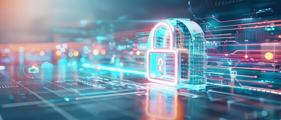 Futuristic representation of layered cybersecurity strategies safeguarding sensitive business information