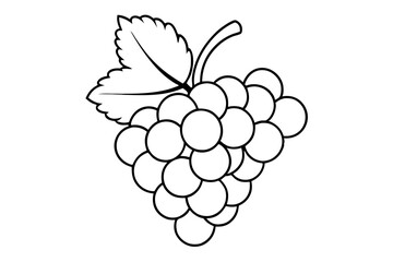 Grapes line art vector, Bunch of grapes with leaf, line art of grapes