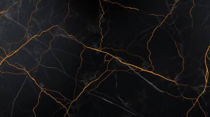 Aesthetic slide with black marble background and yellow veins for ceramic presentation.