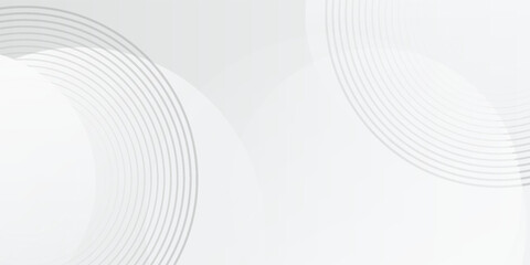 Fototapeta premium White geometric abstract background overlap layer on bright space with lines effect decoration. Modern graphic design element circles style abstract