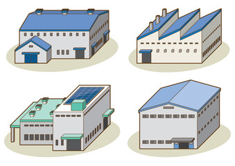 工場の立体ベクターイラスト.