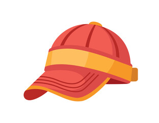 Fototapeta premium Red baseball hat with visor vector illustration isolated on white background