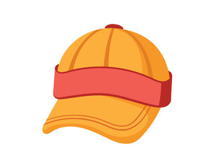 Orange baseball hat with visor vector illustration isolated on white background