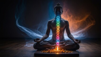 Concept of spiritual growth and chakra awakening in meditation.