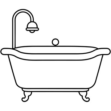 recommend clip art: bathtub outline coloring book page line art illustration digital drawing