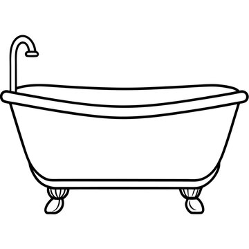 recommend clip art: bathtub outline coloring book page line art illustration digital drawing