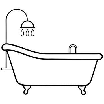 recommend clip art: bathtub outline coloring book page line art illustration digital drawing