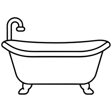 recommend clip art: bathtub outline coloring book page line art illustration digital drawing