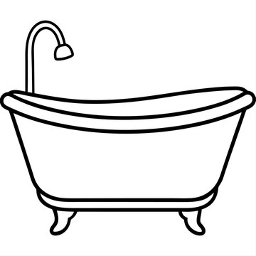 recommend clip art: bathtub outline coloring book page line art illustration digital drawing