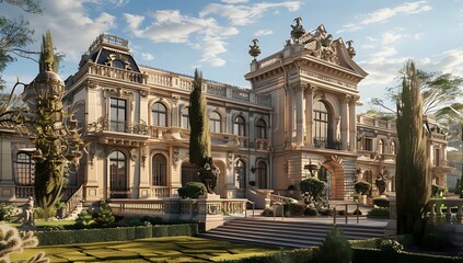 Fototapeta premium Opulent Classical Mansion. Grand Estate Architecture and Design