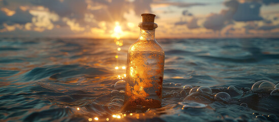 a bottle in the water