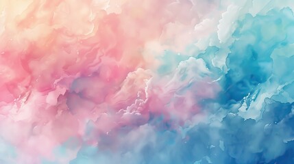 A bright, multi-colored background with fluffy clouds and a watercolor effect, creating a cheerful and colorful sky. Perfect for banners, invitations, or artistic projects.