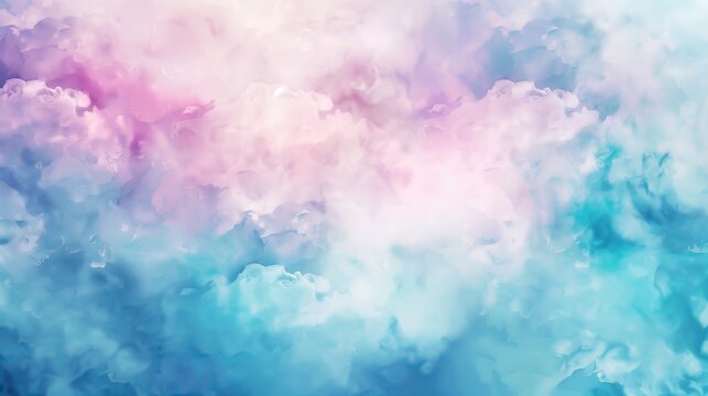 A bright, multi-colored background with fluffy clouds and a watercolor effect, creating a cheerful and colorful sky. Perfect for banners, invitations, or artistic projects.