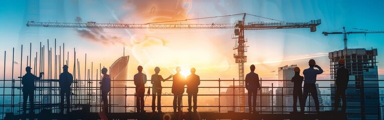 Futuristic City Construction with Digital Blueprints