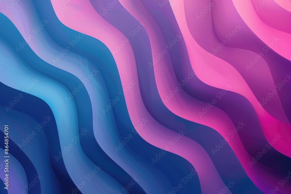 Wall mural Abstract wavy background with blue and pink colors,  3D waves pattern, digital art and graphic design concept. Colorful backdrop for website and social media.