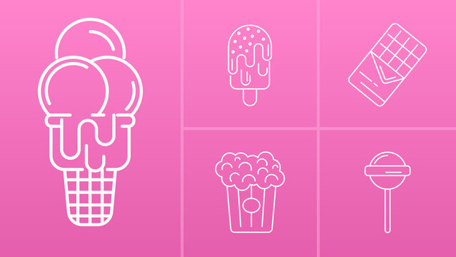 Sweet And Desserts Line Icons