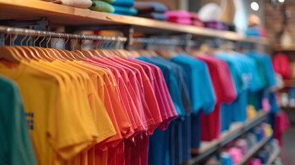 a group of colorful shirts on swingers