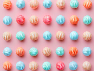 a group of colorful golf balls