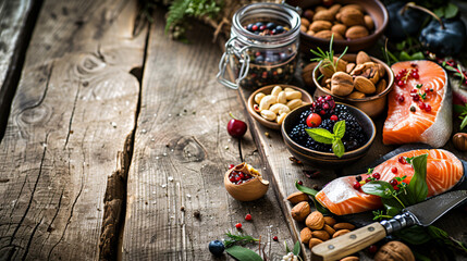 a group of bowls of food on a wood surface