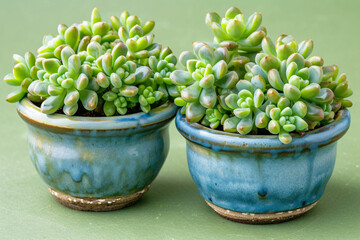 two small pots with green plants