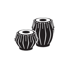 Minimalist Tabla Vector Design - Tabla Silhouette - Indian Traditional Musical Instrument Illustration.
