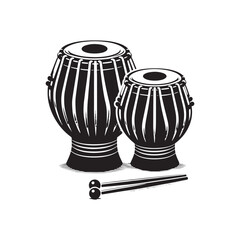 Minimalist Tabla Vector Design - Tabla Silhouette - Indian Traditional Musical Instrument Illustration.
