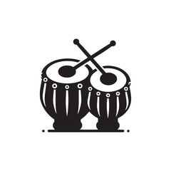 Minimalist Tabla Vector Design - Tabla Silhouette - Indian Traditional Musical Instrument Illustration.