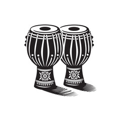 Minimalist Tabla Vector Design - Tabla Silhouette - Indian Traditional Musical Instrument Illustration.