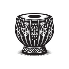 Minimalist Tabla Vector Design - Tabla Silhouette - Indian Traditional Musical Instrument Illustration.