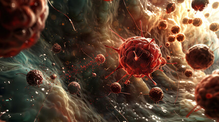 a close up of a virus