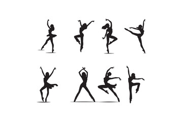 Dancer silhouette vector with white background