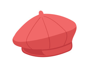 Women's red beret, stylish hat vector illustration isolated on white background