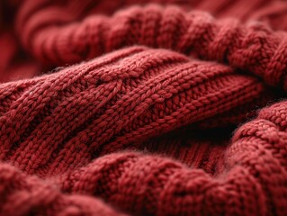 Fototapeta premium Close-up of a knitted wool sweater highlighting the stitch patterns, 8K, Full HD. 