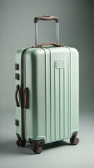Mint green hard-shell suitcase with wheels and retractable handle, perfect for modern and stylish travel.