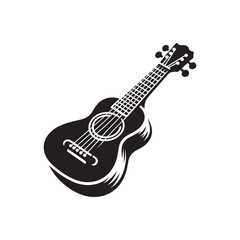 Ukulele Vector Silhouette - Minimalist Ukulele Design - Musical Instrument Illustration,