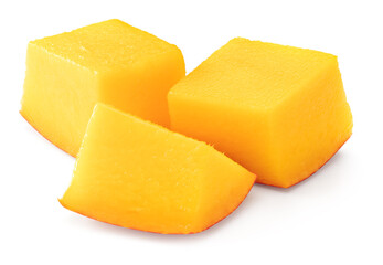 pieces of fresh mango isolated on white background. clipping path