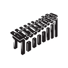 Xylophone Vector Silhouette - Musical Instrument Illustration - Minimalist Xylophone Design.