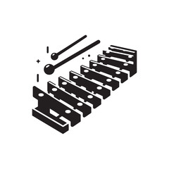 Xylophone Vector Silhouette - Musical Instrument Illustration - Minimalist Xylophone Design.