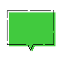 Obraz premium シンプルなふきだし 四角 破線色ずれ 黄緑