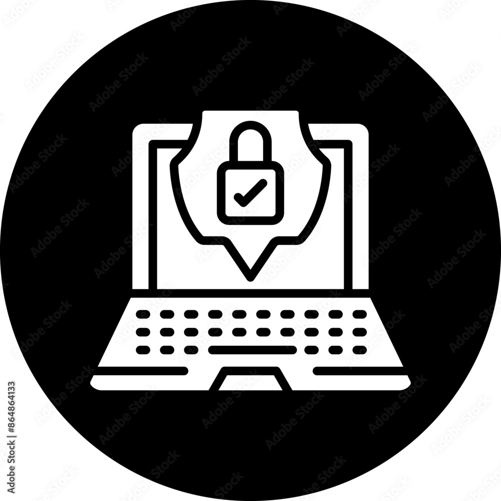 Wall mural laptop security icon style