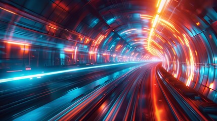 Abstract futuristic scene, rapid motion, lively colors, one main subject, rule of thirds, highquality