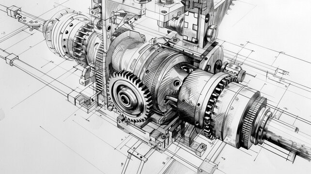 Engineering drawing of mechanism and design background