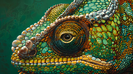 Naklejka premium Close-up of a colorful chameleon