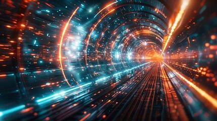 Obraz premium Abstract futuristic scene, rapid motion, lively colors, one main subject, rule of thirds, highquality