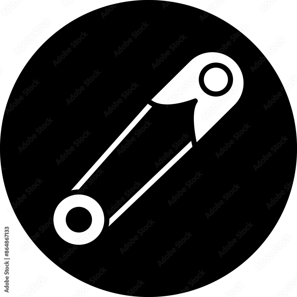 Sticker safety pin icon style